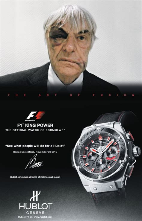 bernie ecclestone hublot advert|bernie ecclestone watch scam.